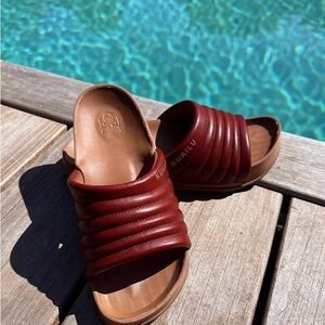 Kuailu  Women's Brown Slide Sandals